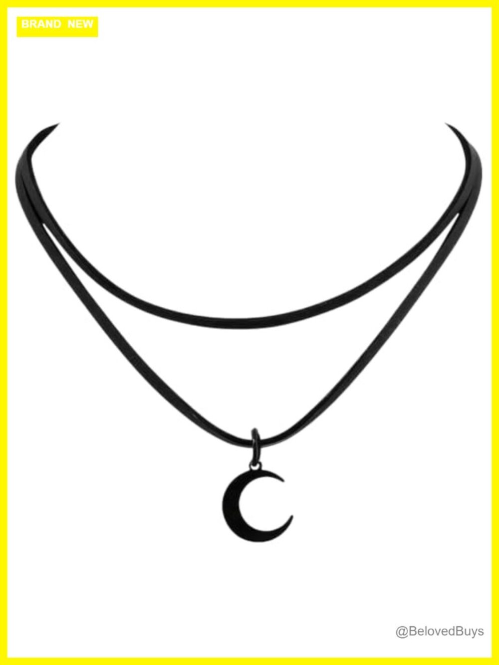 Gothic Moon Choker Faux Suede Leather Layered Necklace Punk Jewelry